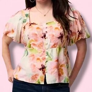 TORRID Peplum Square Neck‎ Puff Sleeve Top NWT Size 1X